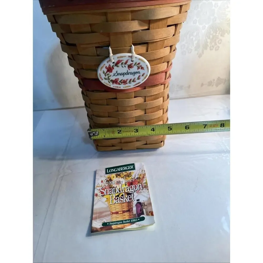 Longaberger 1998 May Series Snapdragon Basket w/Liner, Protector and Tie-on